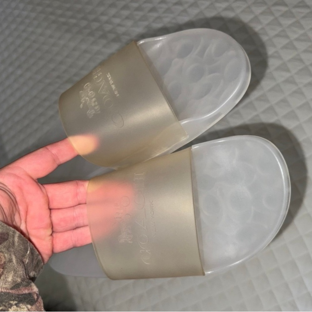 🔥Coach Translucent Champagne Slide Sandals RARE 100% auth